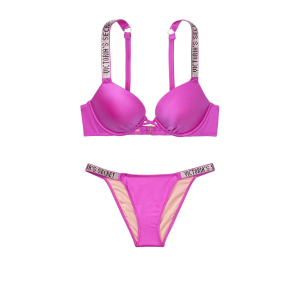 Купальник Вікторія Сікрет з подвійним пушапом Shine Strap SWIM Bikini panty Fuchsia