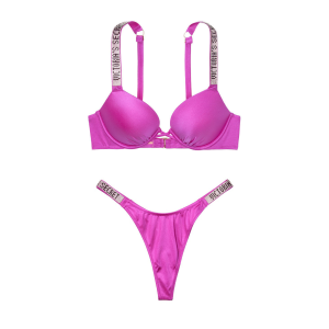 Купальник Виктория Сикрет c двойным пушап Shine Strap SWIM Fuchsia