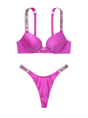 Купальник Виктория Сикрет c двойным пушап Shine Strap SWIM Fuchsia