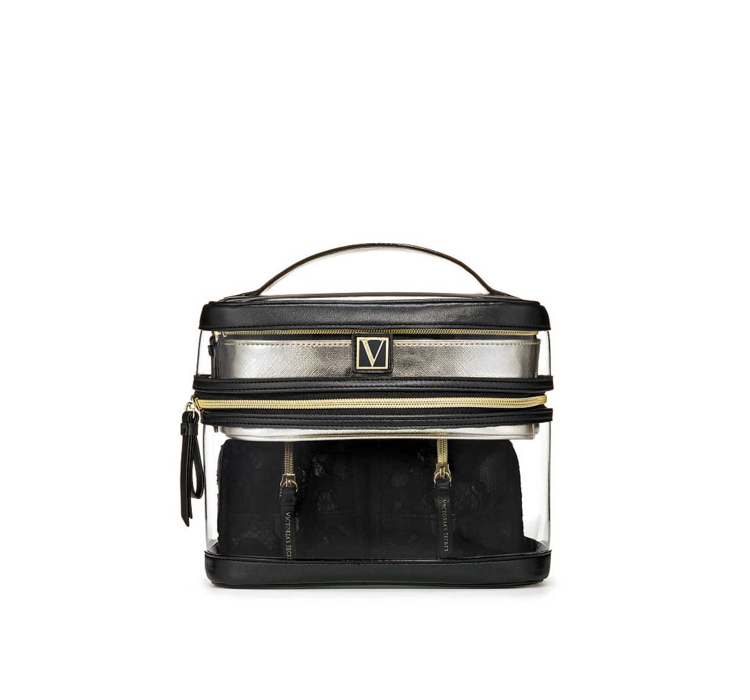 Набор косметичек 4-in-1 VICTORIA'S SECRET Train case in Black Lily Lace