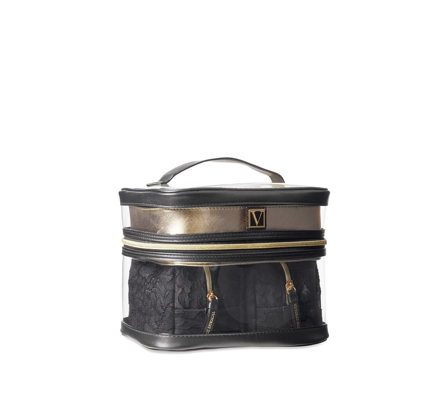 Набор косметичек 4-in-1 VICTORIA'S SECRET Train case in Black Lily Lace