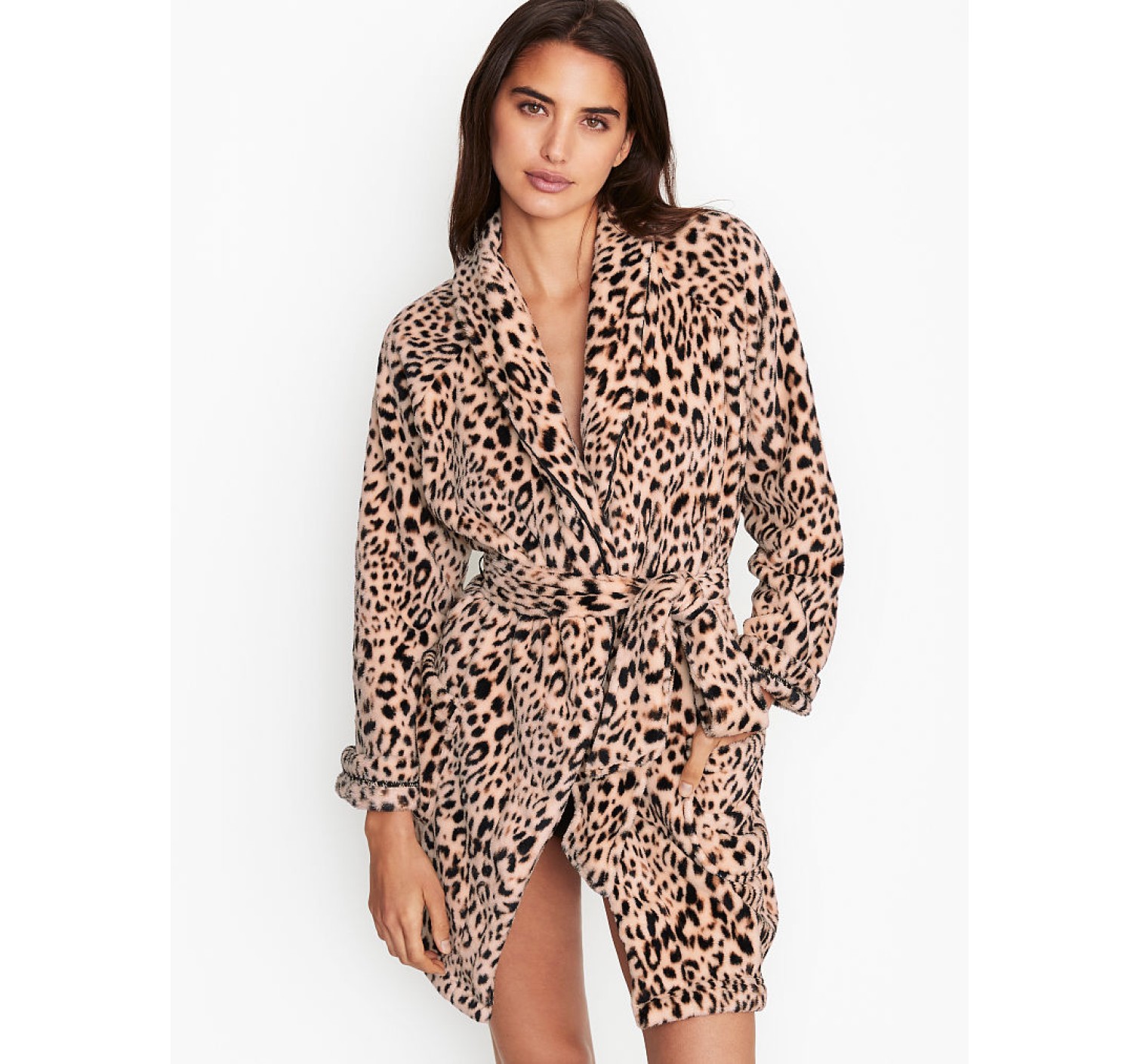 Халат Victoria's Secret Logo Short Cozy Robe Leopard
