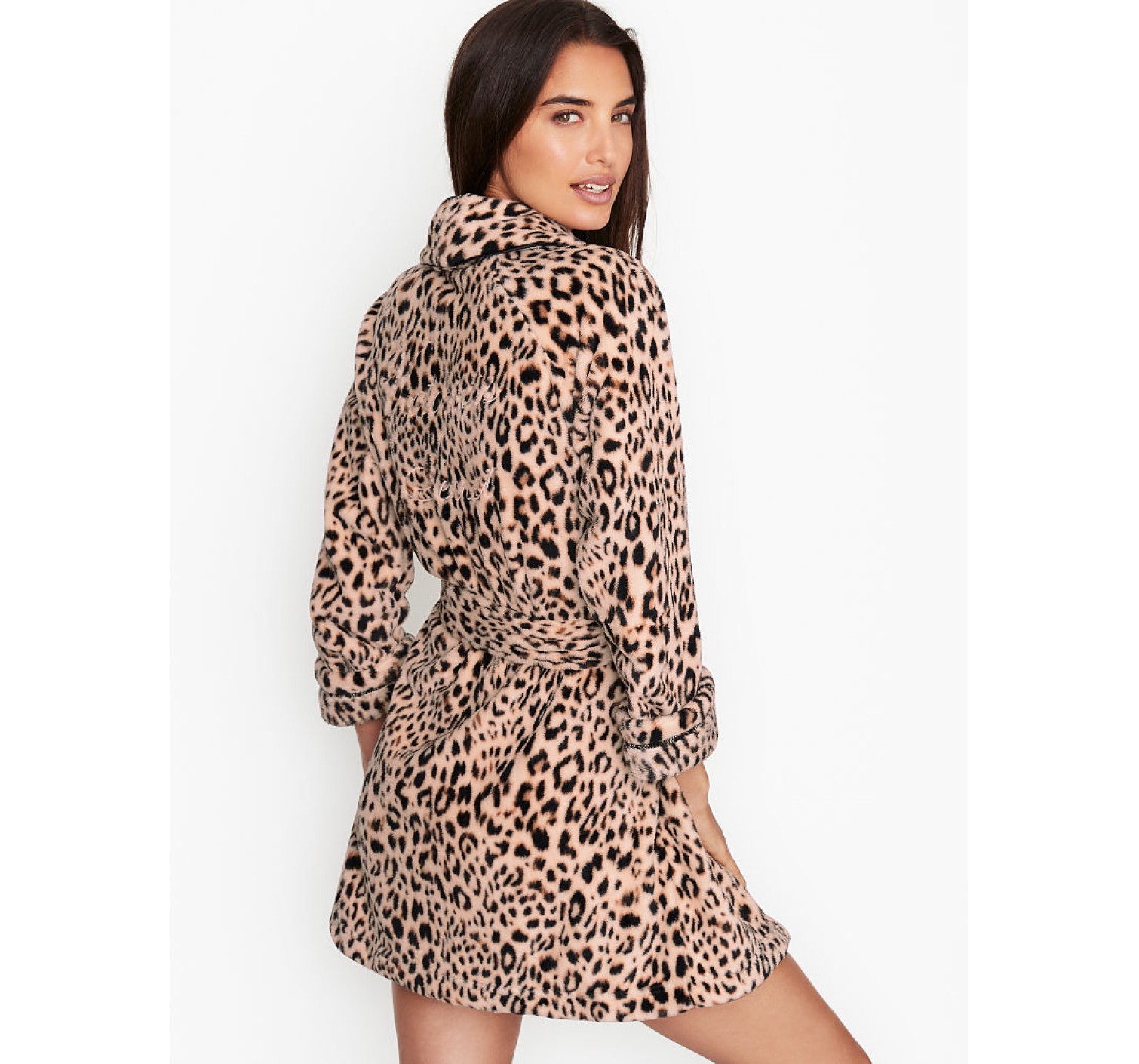 Халат Victoria's Secret Logo Short Cozy Robe Leopard