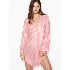 Нічна сорочка Victoria's Secret Cotton Flannel Sleepshirt Pink Stripe
