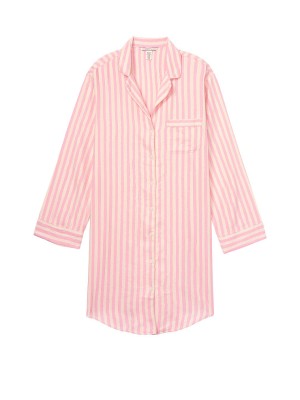 Ночная рубашка Victoria’s Secret Cotton Flannel Sleepshirt Pink Stripe