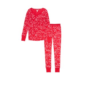 Пижама Victoria’s Secret Thermal Long PJ Set Red Starry Sky