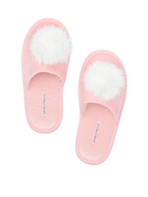 Домашние тапочки Victoria’s Secret Pink Slippers pom-pom
