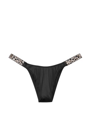 Трусики VS Jeweled Shine Strap Brazilian panty Black Leopard