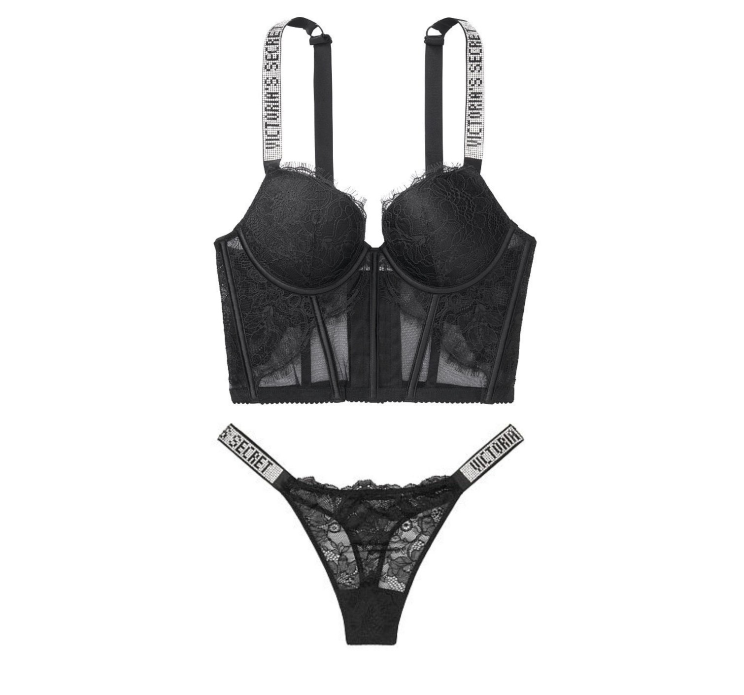 Комплект белья Victoria’s Secret Very Sexy Shine Strap Balconette Black Lace