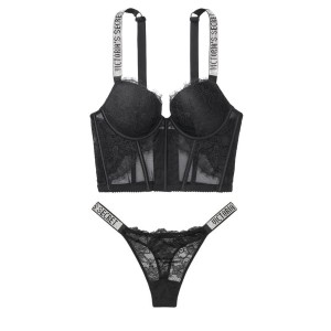 Комплект белья Victoria’s Secret Very Sexy Shine Strap Balconette Black Lace