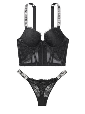 Комплект белья Victoria’s Secret Very Sexy Shine Strap Balconette Black Lace