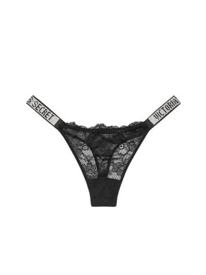 Трусики Victoria’s Secret Very Sexy Lace with Shine Black Thong panty