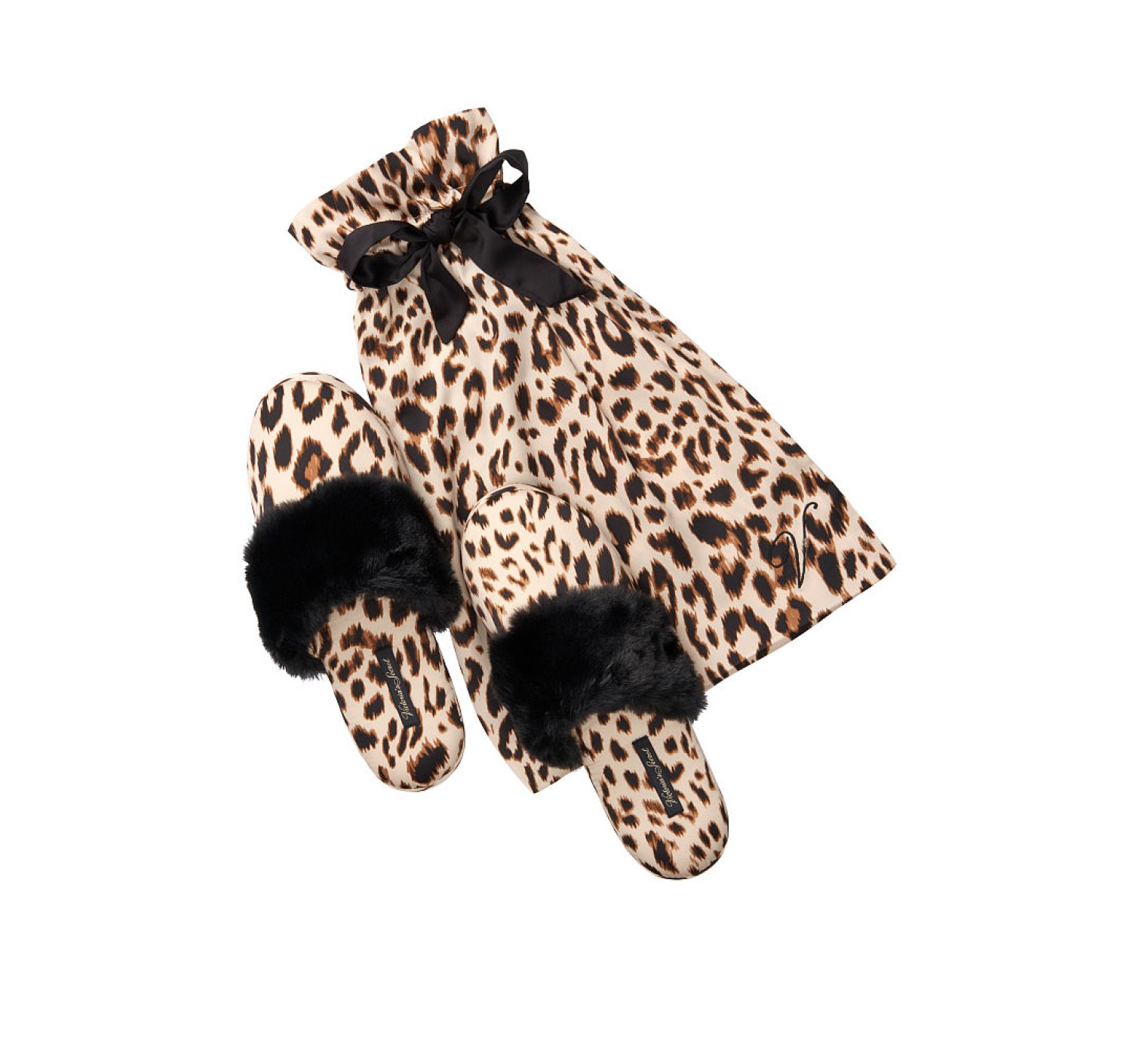 Домашние тапочки VS Signature Satin Slipper Champagne Leopard