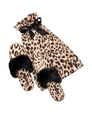 Домашні капці VS Signature Satin Slipper Champagne Leopard