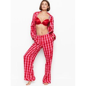 Пижама Victoria’s Secret Shimmer Flannel Long PJ Set Red/Pink Plaid