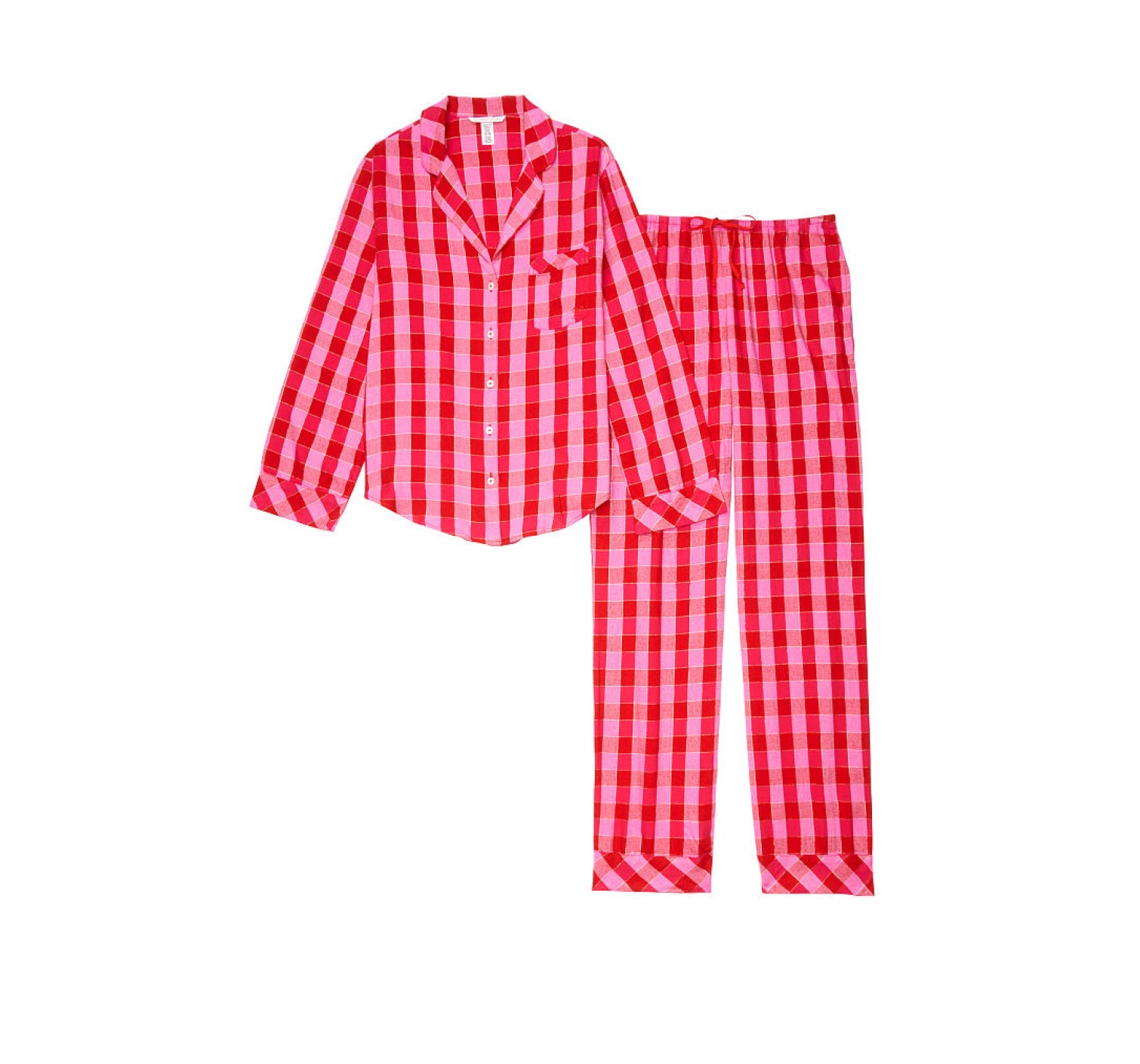 Пижама Victoria’s Secret Shimmer Flannel Long PJ Set Red/Pink Plaid