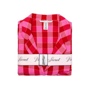 Пижама Victoria’s Secret Shimmer Flannel Long PJ Set Red/Pink Plaid