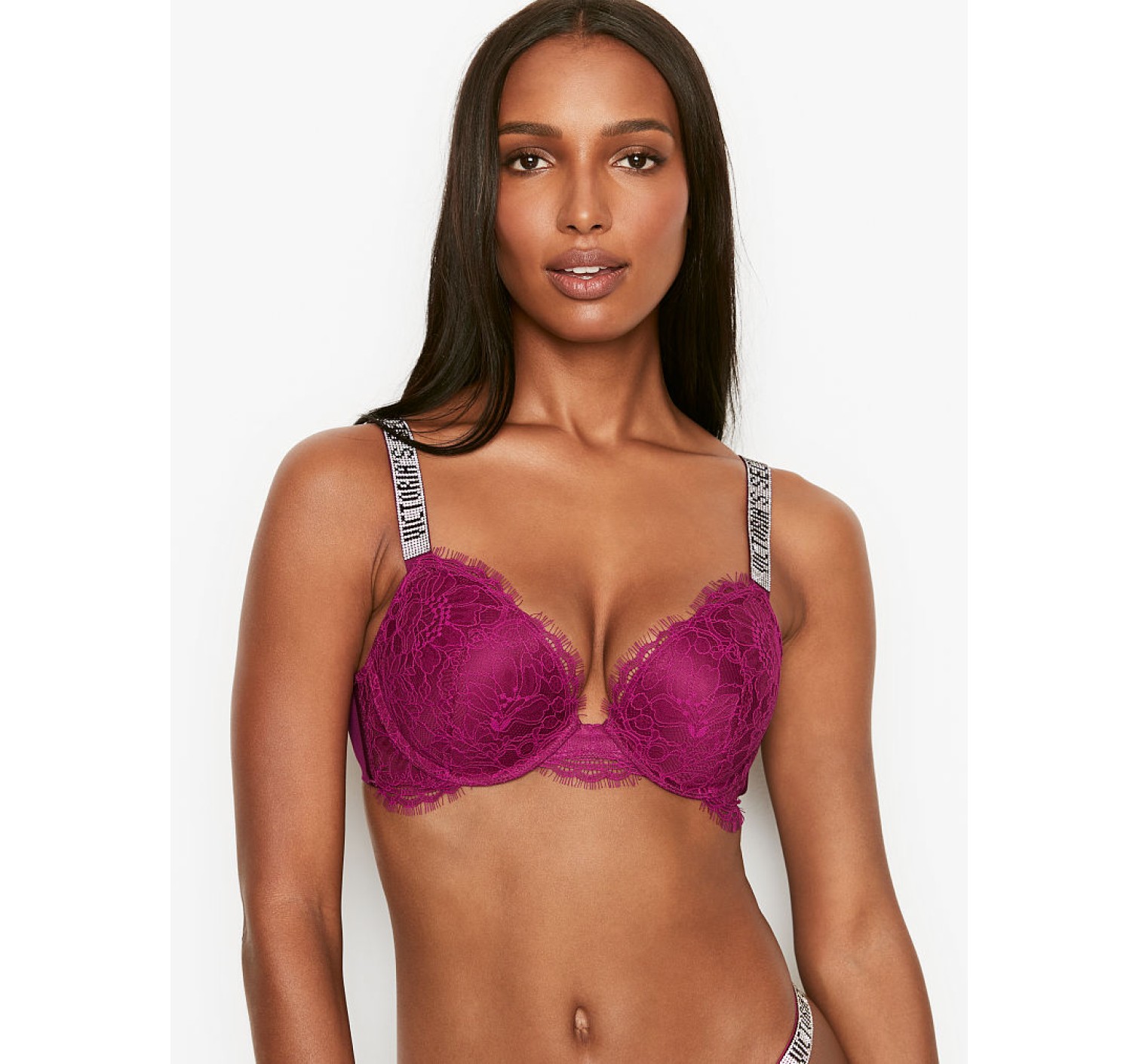 Комплект белья Victoria's Secret Very Sexy Shine Strap Fuchsia Lace