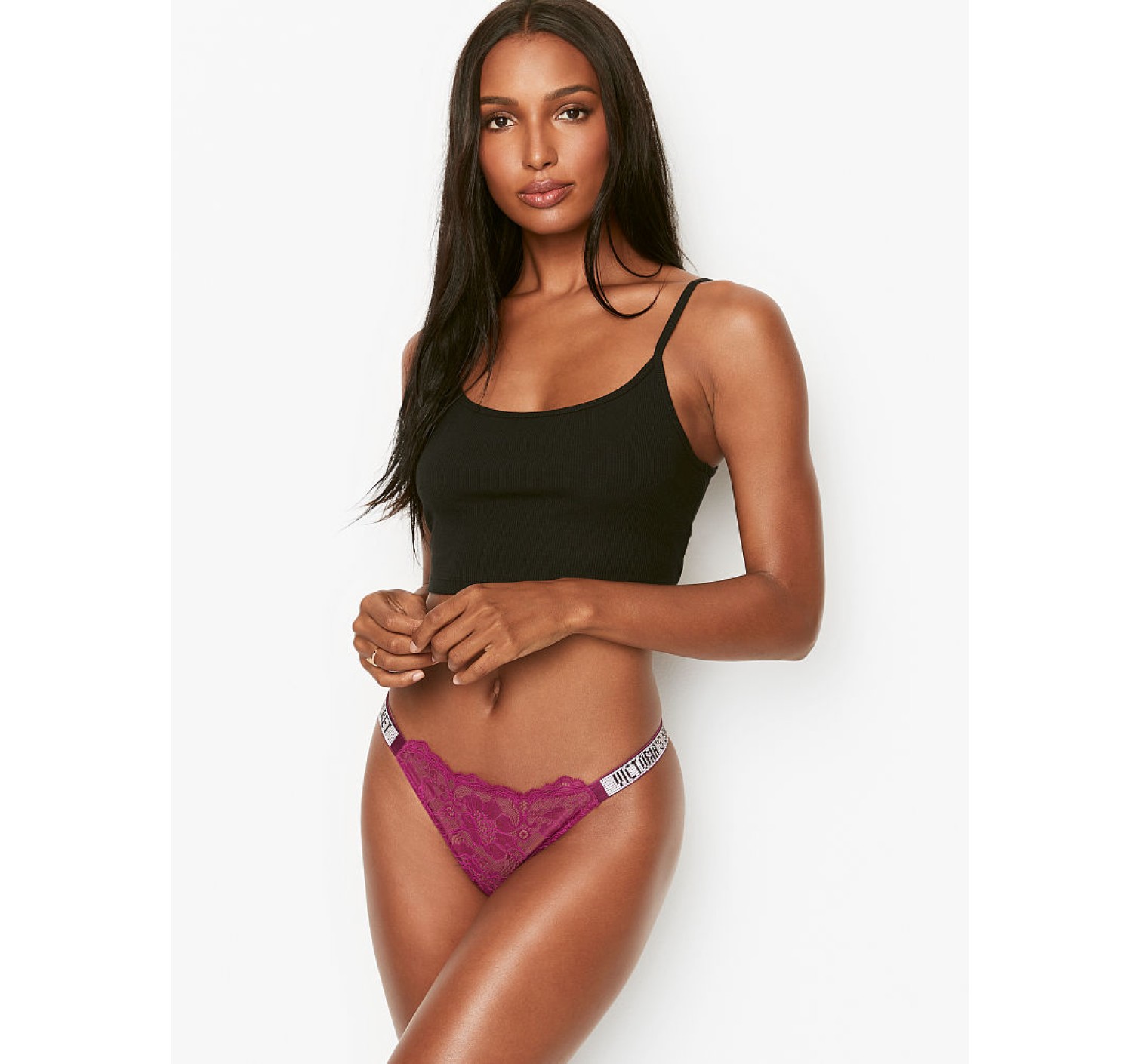 Трусики VS Very Sexy Shine Strap Fuchsia Lace Thong panty