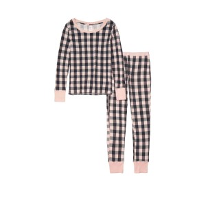 Пижама Victoria’s Secret Thermal Long PJ Set Light Pink Buffalo Check Plaid