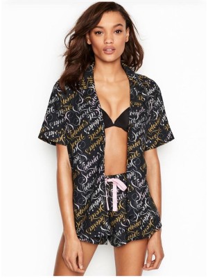 Пижама Victoria’s Secret Cotton Short PJ Set logo VS