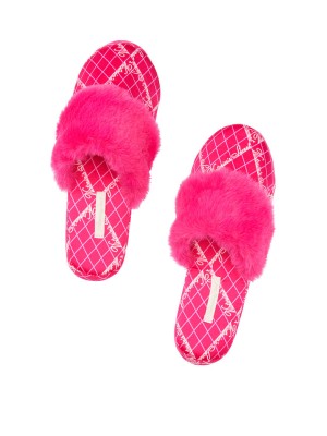 Домашние тапочки Victoria’s Secret Signature Satin Slipper Fuchsia