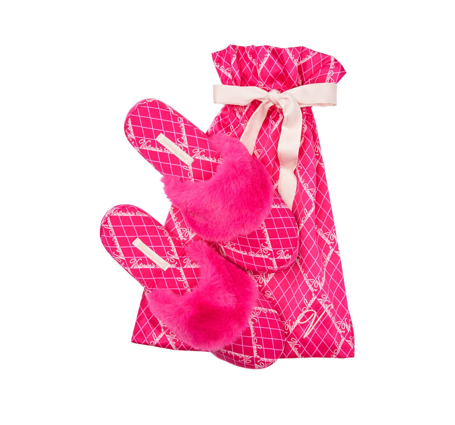 Домашні капці Victoria's Secret Signature Satin Slipper Fuchsia