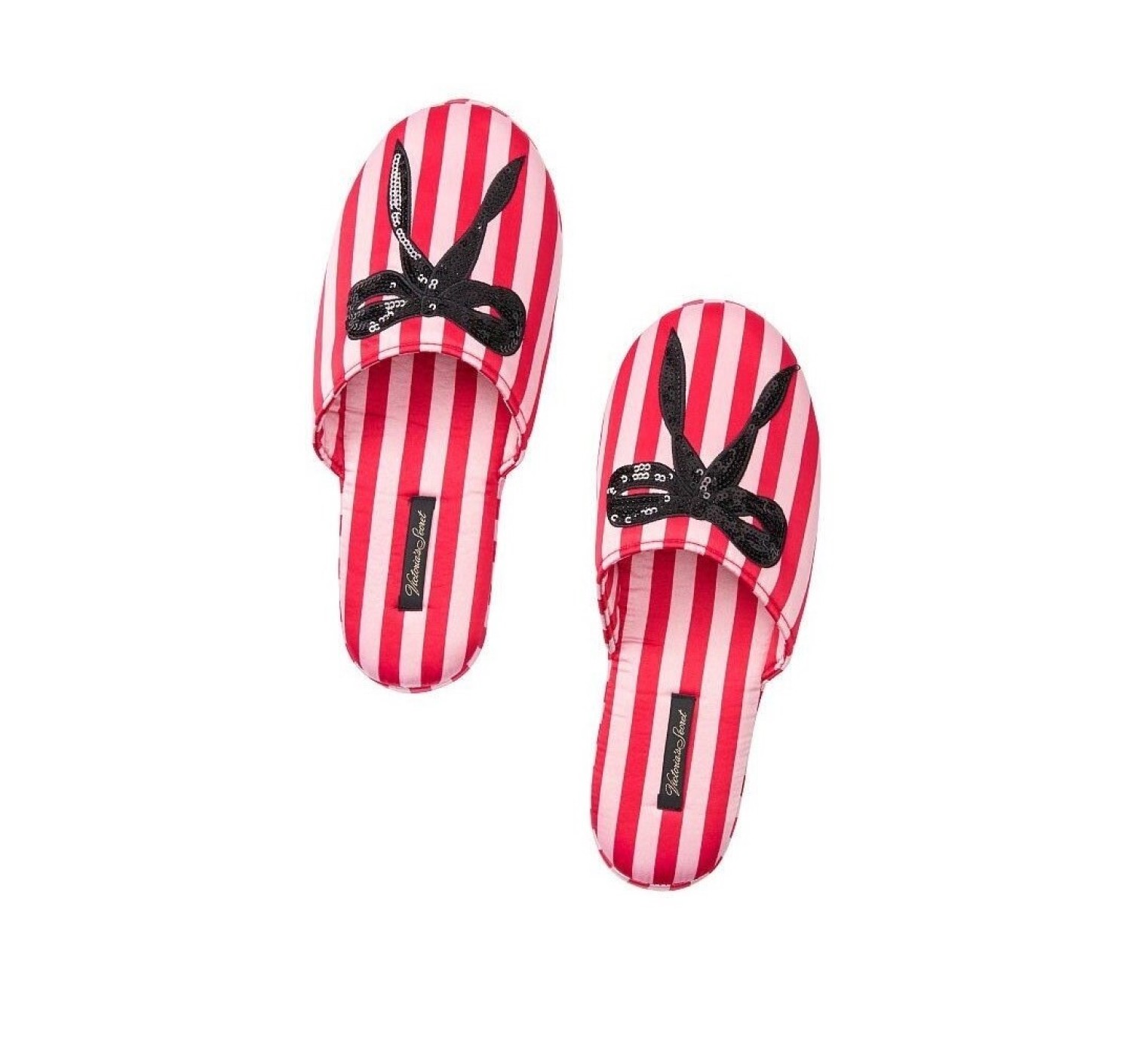 Домашние тапочки VS Signature Satin Slipper в полоску с бантиком