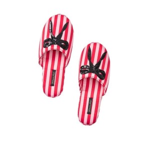 Домашние тапочки VS Signature Satin Slipper в полоску с бантиком