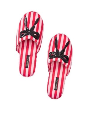 Домашние тапочки VS Signature Satin Slipper в полоску с бантиком