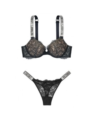 Комплект білизни Victoria's Secret Very Sexy Black Lace push-up Bra