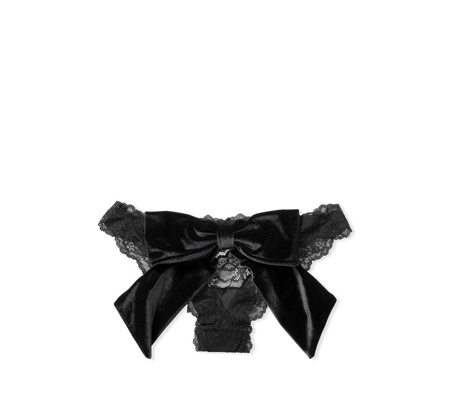 Трусики DREAM ANGELS Lace & Velvet Bow Ouvert Black Cheekini Panty
