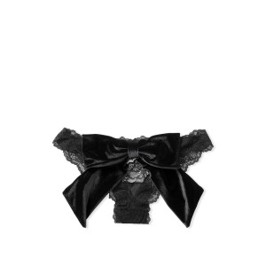 Трусики DREAM ANGELS Lace & Velvet Bow Ouvert Black Cheekini Panty
