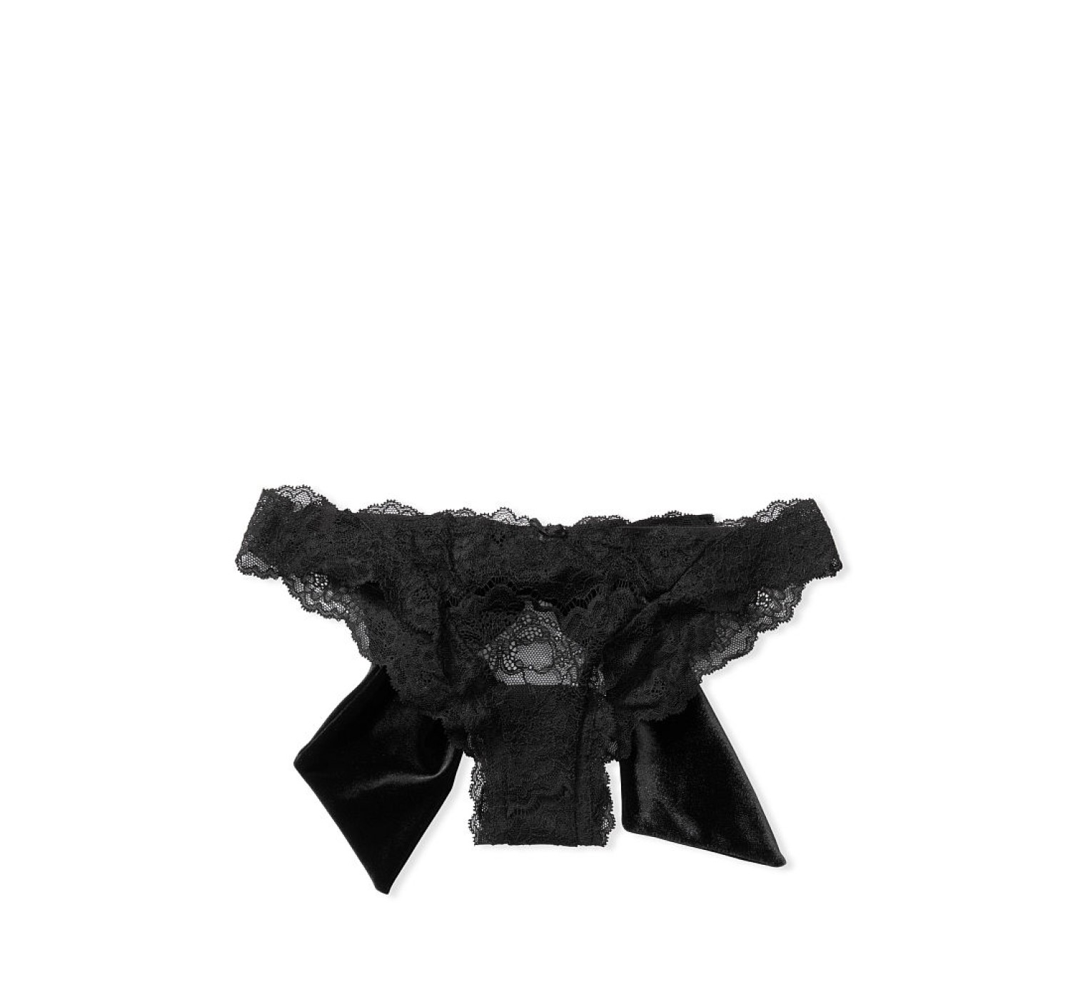 Трусики DREAM ANGELS Lace & Velvet Bow Ouvert Black Cheekini Panty