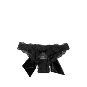 Трусики DREAM ANGELS Lace & Velvet Bow Ouvert Black Cheekini Panty