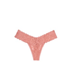 Трусики Victoria's Secretу The Lacie Lace-up Thong Panty Vintage Rose