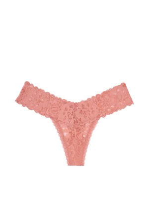 Трусики Victoria's Secretу The Lacie Lace-up Thong Panty Vintage Rose