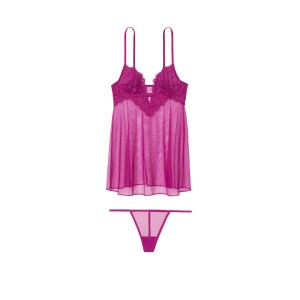 Пеньюар Victoria’s Secret Babydoll Fuchsia Lace Slip