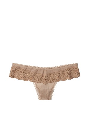 Трусики стринги Body By Victoria's Secret Beige Thong Panty