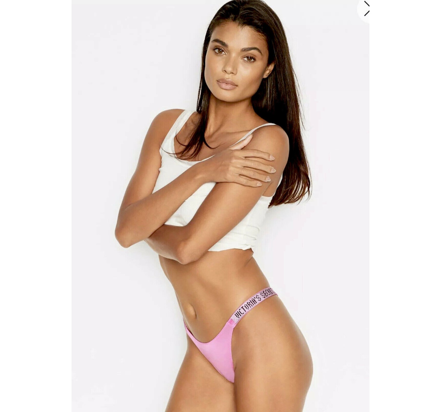 Трусики VS Very Sexy Crystal Logo Shine Strap Thong Panty Carnival pink