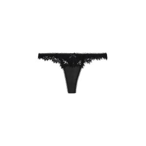 Трусики LOVE & LEMONS For Victoria's Secret Luxe Lingerie Black Faye Lace Thong Panty
