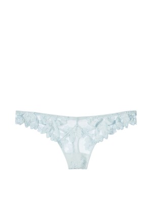Трусики Victoria's Secret Luxe Lingerie Embroidered Thong Panty Sky blue