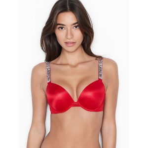Комплект белья Victoria’s Secret Very Sexy Embellished Strap Push-up Bra set Lipstick❤️