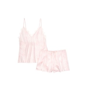 Сатиновая пижама Victoria’s Secret Satin Cami Set Pink Leopard