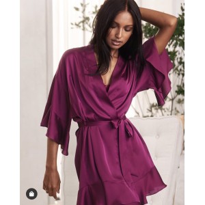 Халат Victoria's Secret Satin FLOUNCE KIMONO Fuchsia