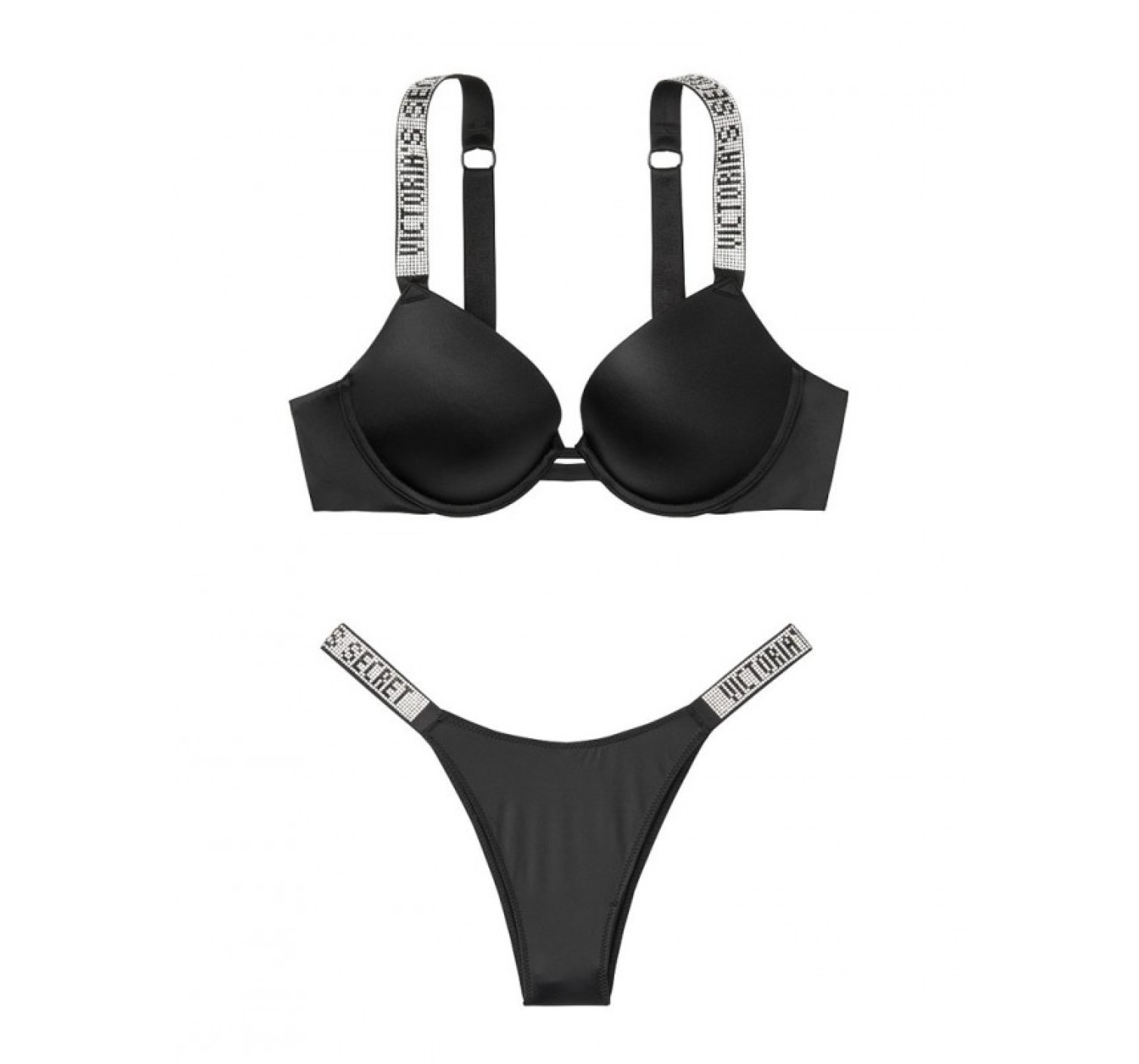 Комплект білизни Victoria's Secret Black Very Sexy Embellished Strap Push-up Bra set
