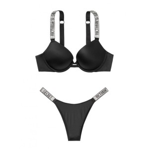 Комплект білизни Victoria's Secret Black Very Sexy Embellished Strap Push-up Bra set