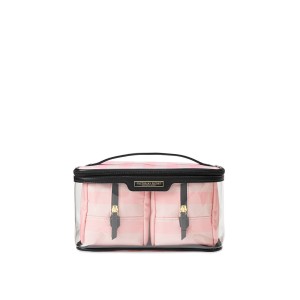 Набор косметичек три в розовую полоску Glam Bag Trio in Signature Stripe