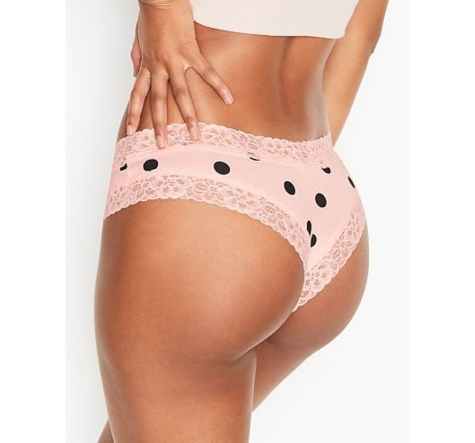Трусики чики Виктория Сикрет Cheeky panty Pink&Black dot