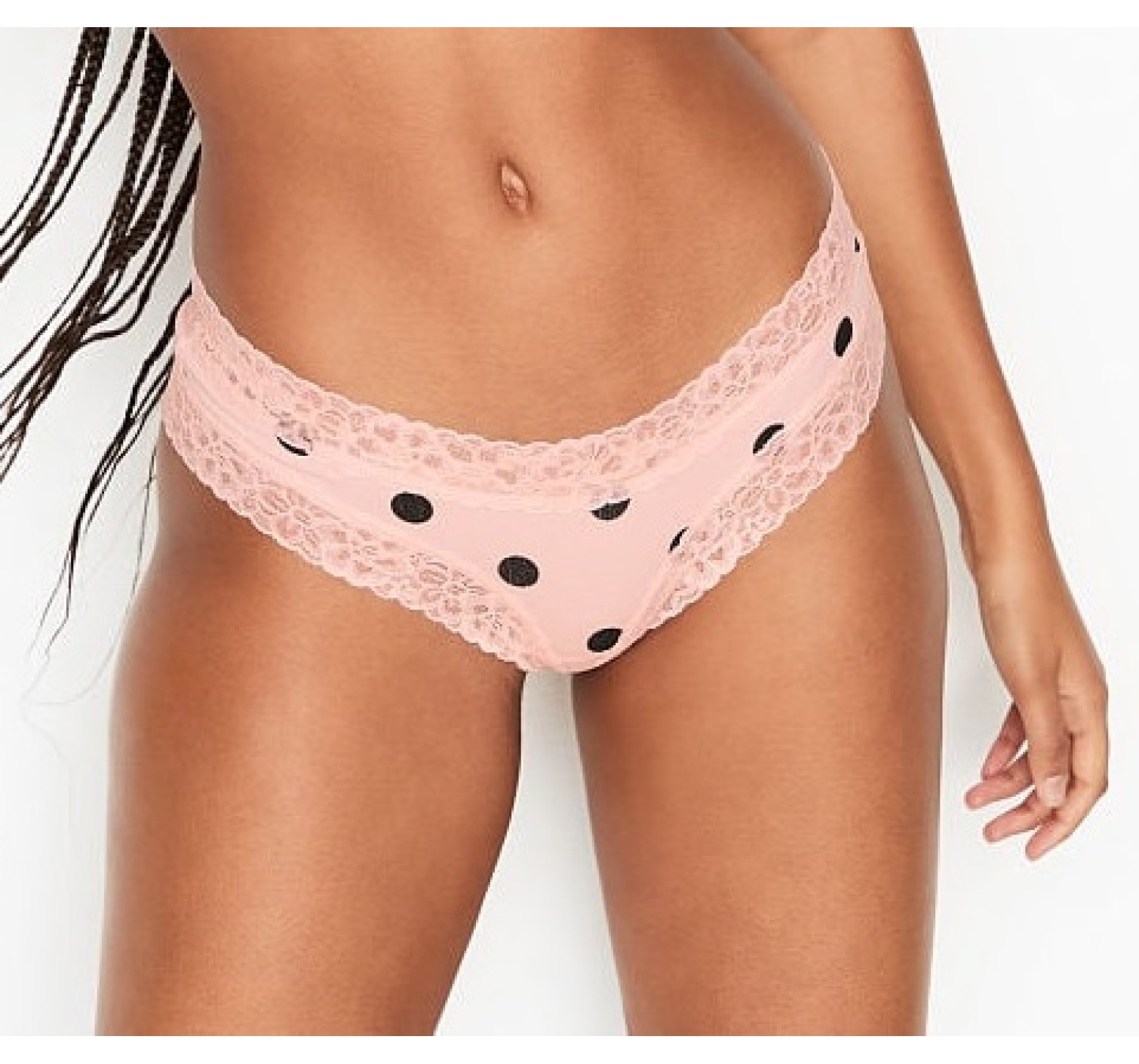 Трусики чики Виктория Сикрет Cheeky panty Pink&Black dot